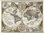 015 Carta geografica antica -Mappa del mondo antica del XVII secolo cm 70x100